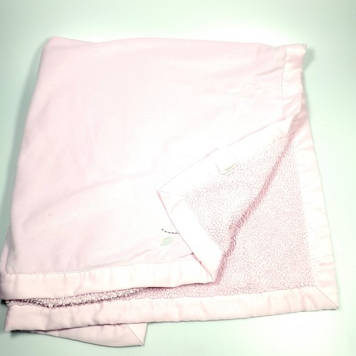 Koala Baby Pink Sherpa Satin Trimmed Blanket Embroidered Birds Reversible - Picture 3 of 11