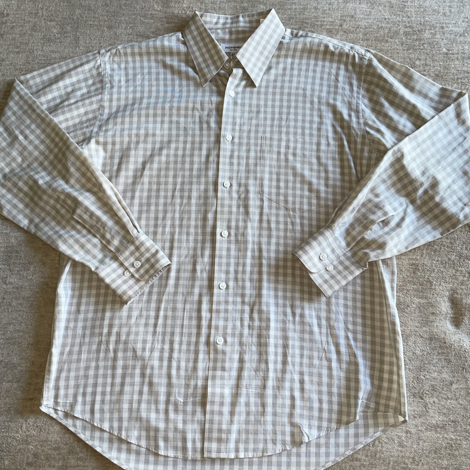 Camicia elegante uomo YSL Yves Saint Laurent a quadri con bottoni taglia L