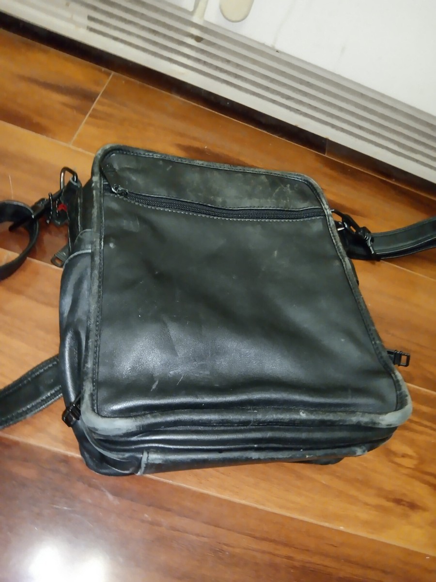 TUMI Men's Black Leather Travel Organizer Messenger Shoulder