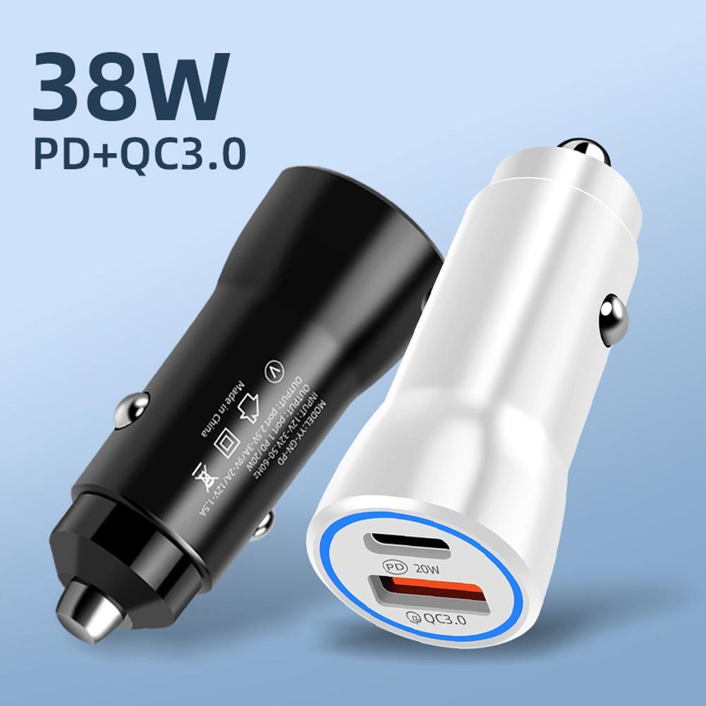 PD Dual Port Car Charger Car Charger 38W Fast Charging Type-c T7N7