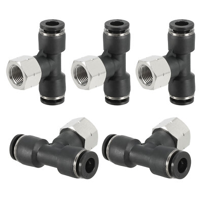 5Pcs Female Branch Tee 1/4'' Tube OD x 1/8FNPT Thread Push to Connect Fittings