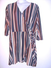 Rue Plus Size 4X Multicolor Striped Mock Wrap Dress