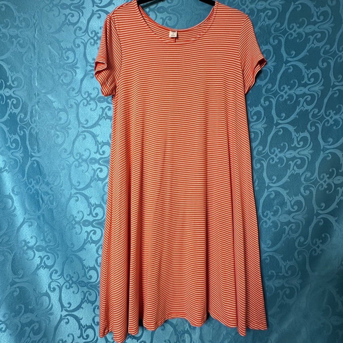 orange and white jersey dress Old Navy Striped Trapeze Swing Knit T Shirt Women's S related:ayasha-backless-mini-dress-grey-49