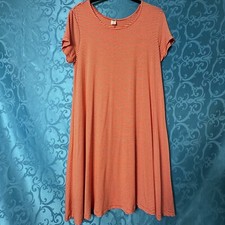 Old Navy Orange White Striped Trapeze Swing Jersey Knit T Shirt Dress Women's S