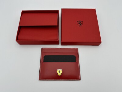 FERRARI RED LEATHER CREDIT CARD WALLET | BUSINESS CARD POUCH