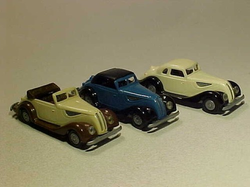 LOT 3x !! 2 INCH 1937 BMW 327 Open & Closed Praline 1/87 H0 Plastic Mint Loose