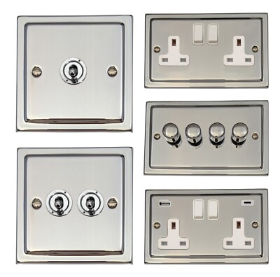 G&H Trimline poliert Chrom TCW Lichtschalter, Steckdosen, Dimmer, Knebel