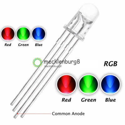 50Pcs Red Green Blue 5mm 4pin RGB Tri-Color Common Cathode LED light