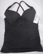 NWT 94 Athleta 36B/C 36 B/C Aqualuxe Twist Tankini Top Black Swimsuit 777096