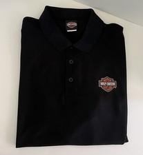 Men's Vintage Harley Davidson Logo Black Polo Shirt Size XL