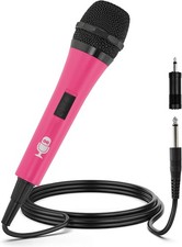 Lightweight Pink Karaoke Microphone with Mute Function - Unidirectional Dynamic