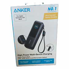 Anker 25000mAh 165W USB-C Power Bank Built-In Retractable Cables Black