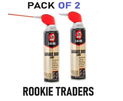 2 PACK 3-IN-ONE Professional Garage Door Lubricant 2 Ways 11 OZ