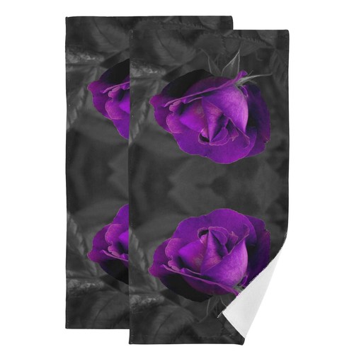 Hand Towels for Bathroom Set of 2 Vintage Elegant Rose Floral Purple Romantic...