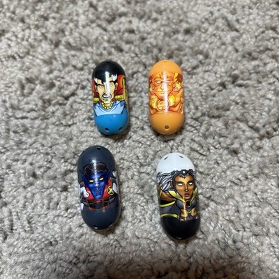 Marvel Mighty Beanz 2010 Lot of 4 - Dr. Strange Human Torch Nightcrawler Storm