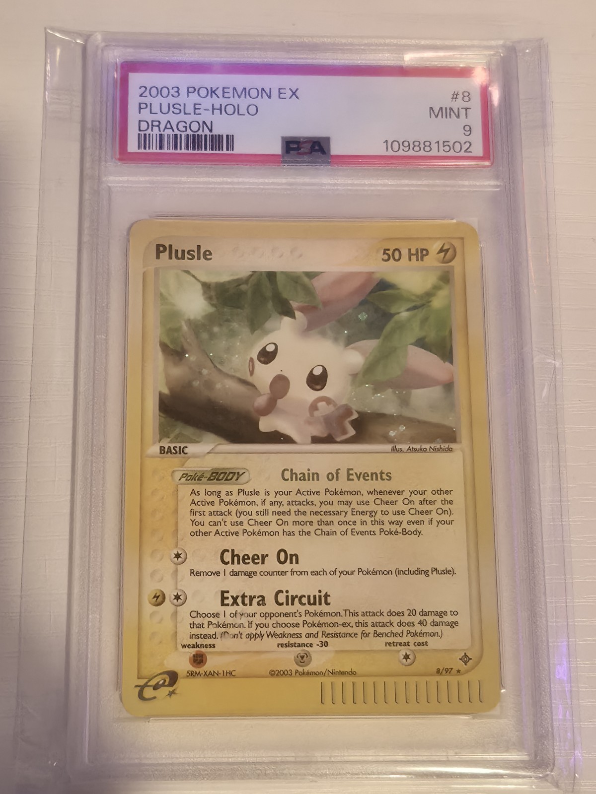 2003 Pokemon EX Dragon Plusle Holo #8 PSA 9 Mint