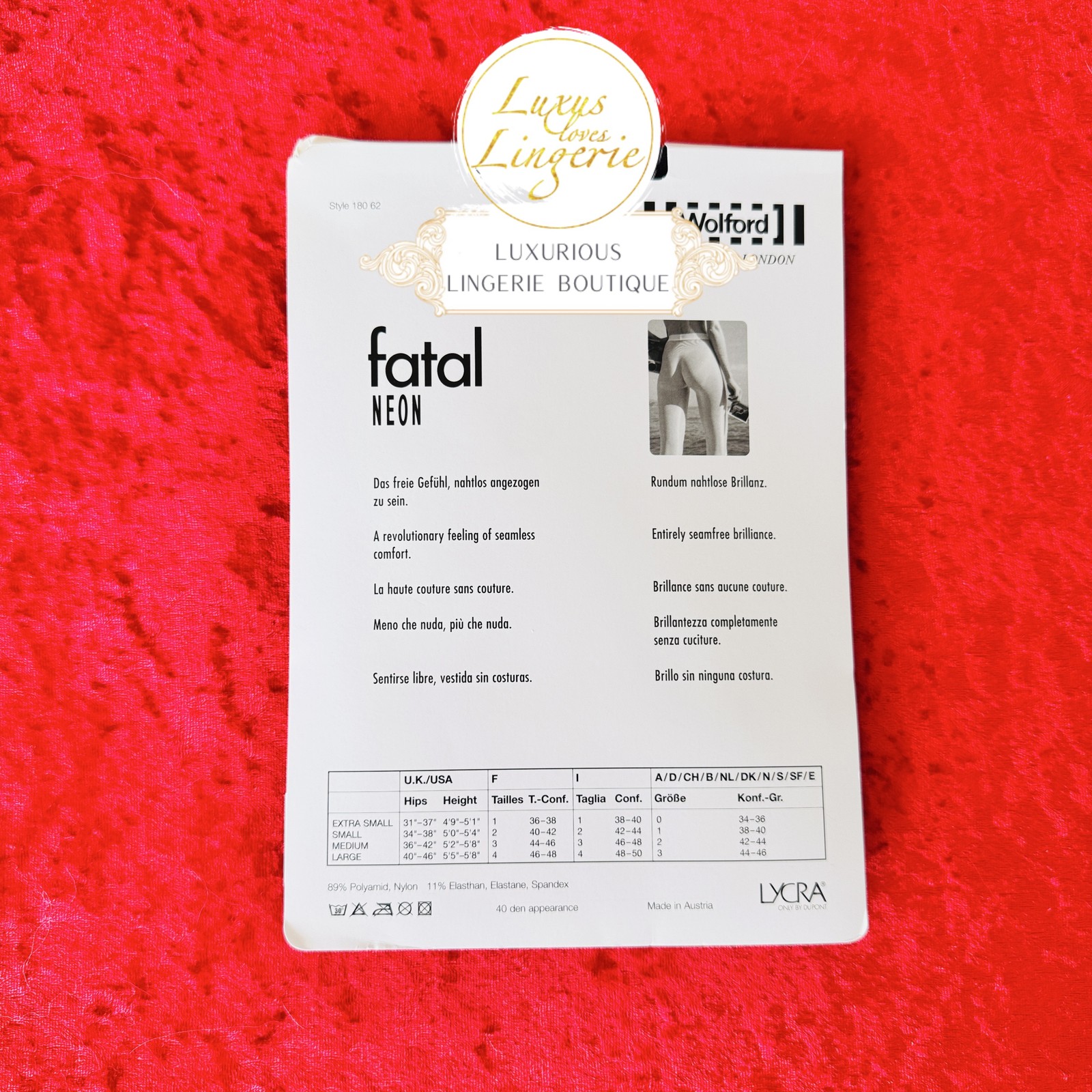 Fatal Neon Tights by Wolford M Medium Black Black Tights Gloss Rare image 3