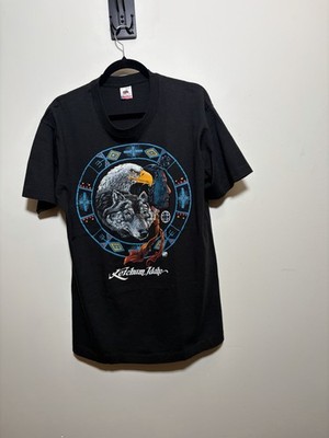 Vintage Fruit of the Loom  Indigenous Animal T Shirt Single Stitch 90s Size L