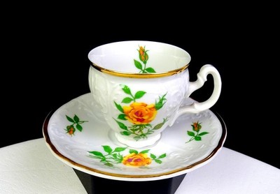 CL Bernadotte Thun Czech Porcelain Sonata Rose 2.5'' Demitasse Cup & Saucer 1968