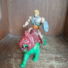 1982 MOTU HE-MAN SOFT HEADW/SHIELD & BATTLE CAT MATTEL MEXICO IUC VTG
