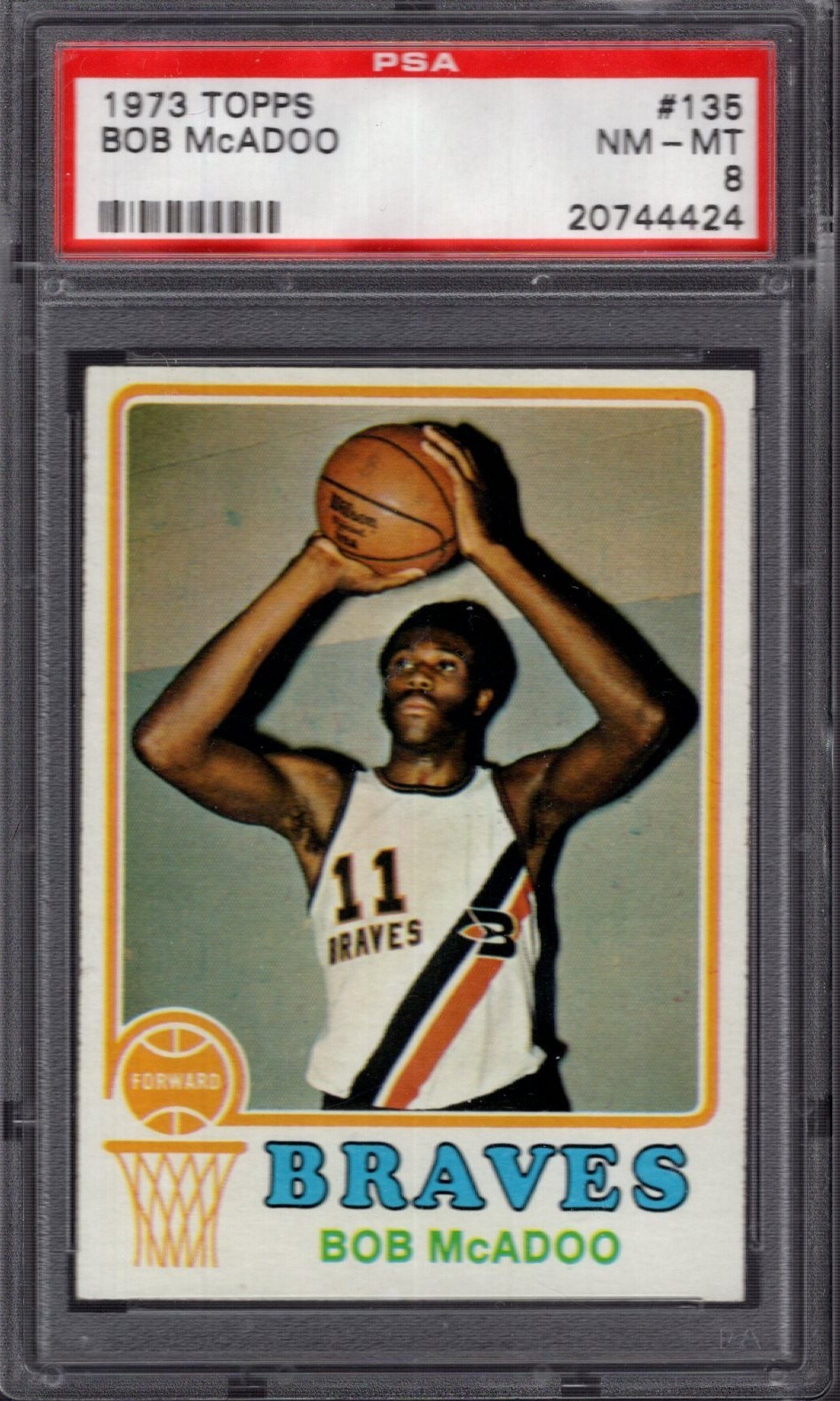 1973 Topps NBA #135 BOB McADOO (RC) (HOF) PSA 8 NM/MT Buffalo BRAVES / UNC