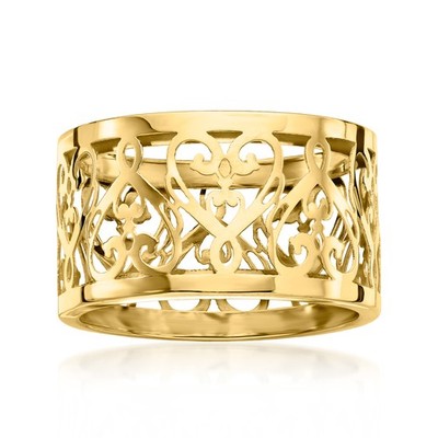 Ross-Simons Italian 14kt Yellow Gold Filigree Heart Ring
