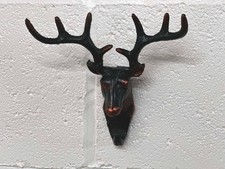 Stag Head Coat Hooks Antlers 19cm Metal Coat Dressing Gown Towel Hats Bags