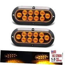 6" Oval LED Trailer Tail Light Surface Mount 10 LED Waterproof Stop Amber