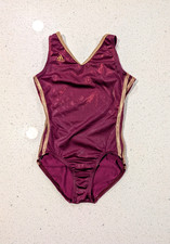 ADIDAS GK Elite AXS Extra Small Gymnastics Dance Leotard Burgndy Maroon Gold ASU