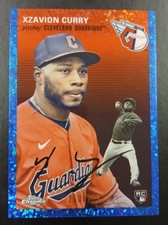2023 Topps Chrome Platinum #32 Xzavion Curry Blue Mini-Diamond Refractor /199