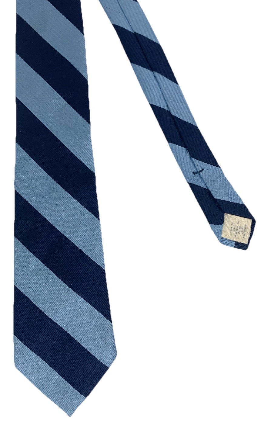 Lands End Boys Formal Pointed Woven Striped Navy Blue Kids Tie 51"