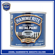 Hammerite Smooth SILVER Direct to Rust Metal Paint 250ml
