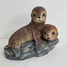 Pair of Seal Pups Babies Masterpiece Porcelain by Homco 1981 Vintage Figure