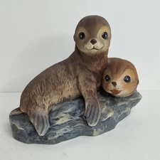 Pair of Seal Pups Babies Masterpiece Porcelain by Homco 1981 Vintage Figure