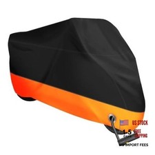 Motorcycle Cover All Season Waterproof Sun-Proof Outdoor - 116" Black  Orange