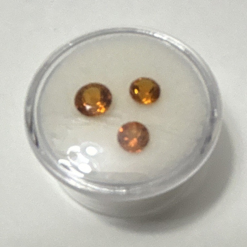 Heated Orange Citrine Round Cut Loose Gemstones 1.72ct ETW (3pc)