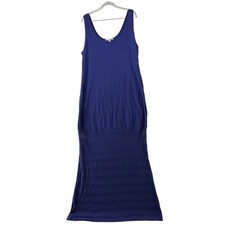 Victoria's Secret Maxi Dress Knit Sleeveless Casual Blue Linen Blend Beachy XL