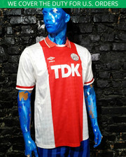 Ajax Jersey Home football shirt 1988 - 1990 White Umbro Polyester Mens Size XL