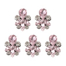 5Pcs Rhinestone Applique Handmade Beaded Sew on Patches Pink
