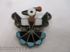 VINTAGE ZUNI INDIAN MOSAIC STONE INLAY THUNDERBIRD BIRD PIN BROOCH — photo 2