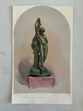 Antique Victorian Print – “The Boy at the Stream” Bronze Statue by J.H. Foley