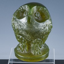 V.FINE DAUM PATE DE VERE LIMITED EDITION FRENCH ART GLASS OWL FIGURE PAPERWEIGHT