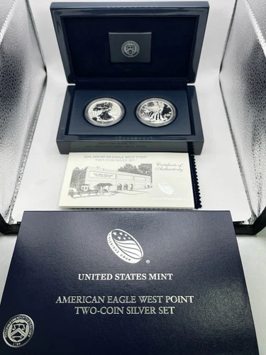 2013-W American Silver Eagle West Point 2-Coin Proof and Reverse Proof Box Set