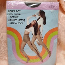 Vtg Panty Hose Opal Black Poke Smal Model Mod Go-Go Nylons Extra Sheer Hosiery