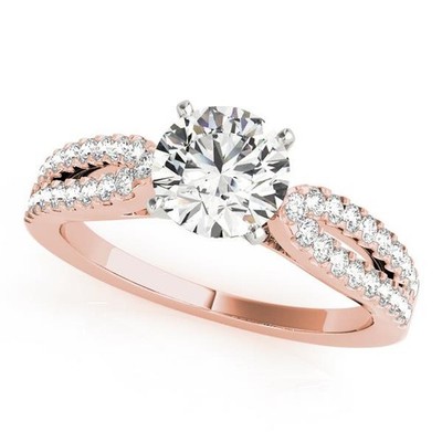 14K Gold Split Band Cathedral Engagement Ring VS F 1.40 Carat Lab Grown Diamond