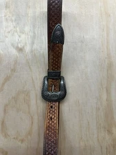 Vogt Ranger Belt Mens Size 36 Brown Leather Sterling Buckle Vintage Western