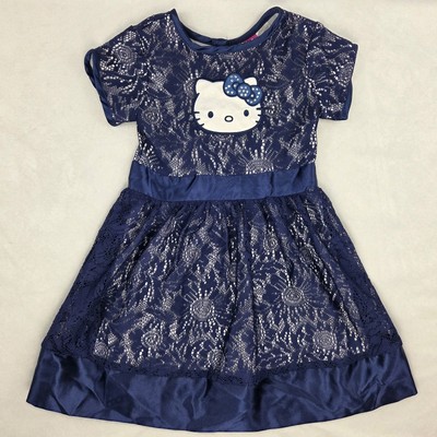 Hello Kitty Girls Dress Short Sleeve Navy Blue Slip/Lined Size Small