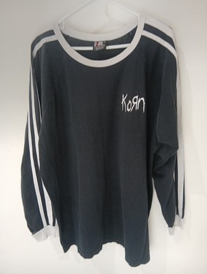 Vintage 90s Korn Long Sleeve Adidas Stripe Band Tee Shirt Sz XL | eBay