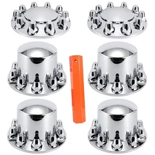 ABS Chrome Plastic Front Axle Cover Kits with 33mm Thread-on Flange Nut Covers