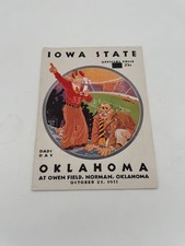 1933 Oklahoma Sooners Iowa State Cyclones Football Program Bob Dunlap 10/21